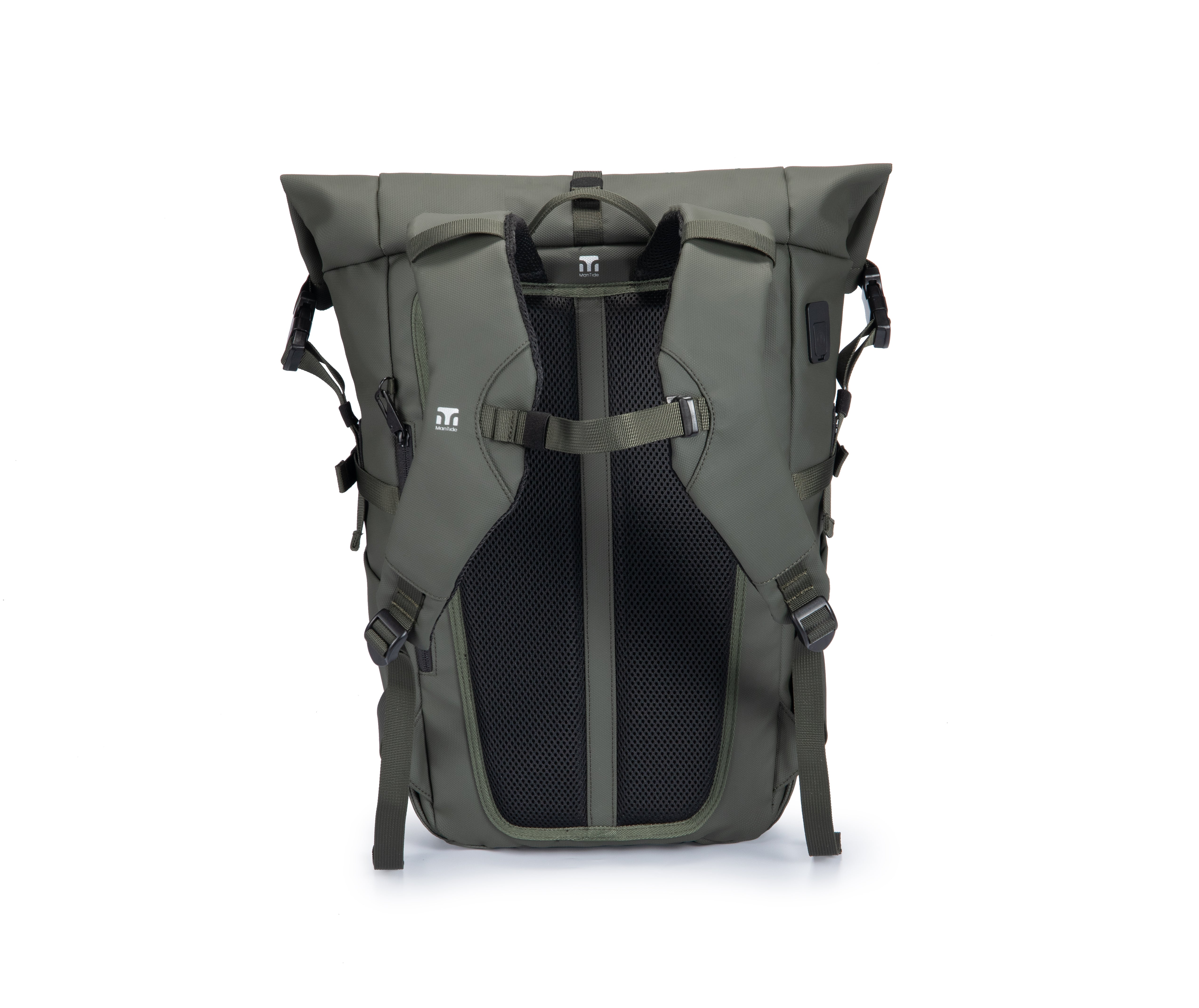 Khaki Green TideTrail backpack with padded shoulder straps and back. Chest strap for additional support and comfort