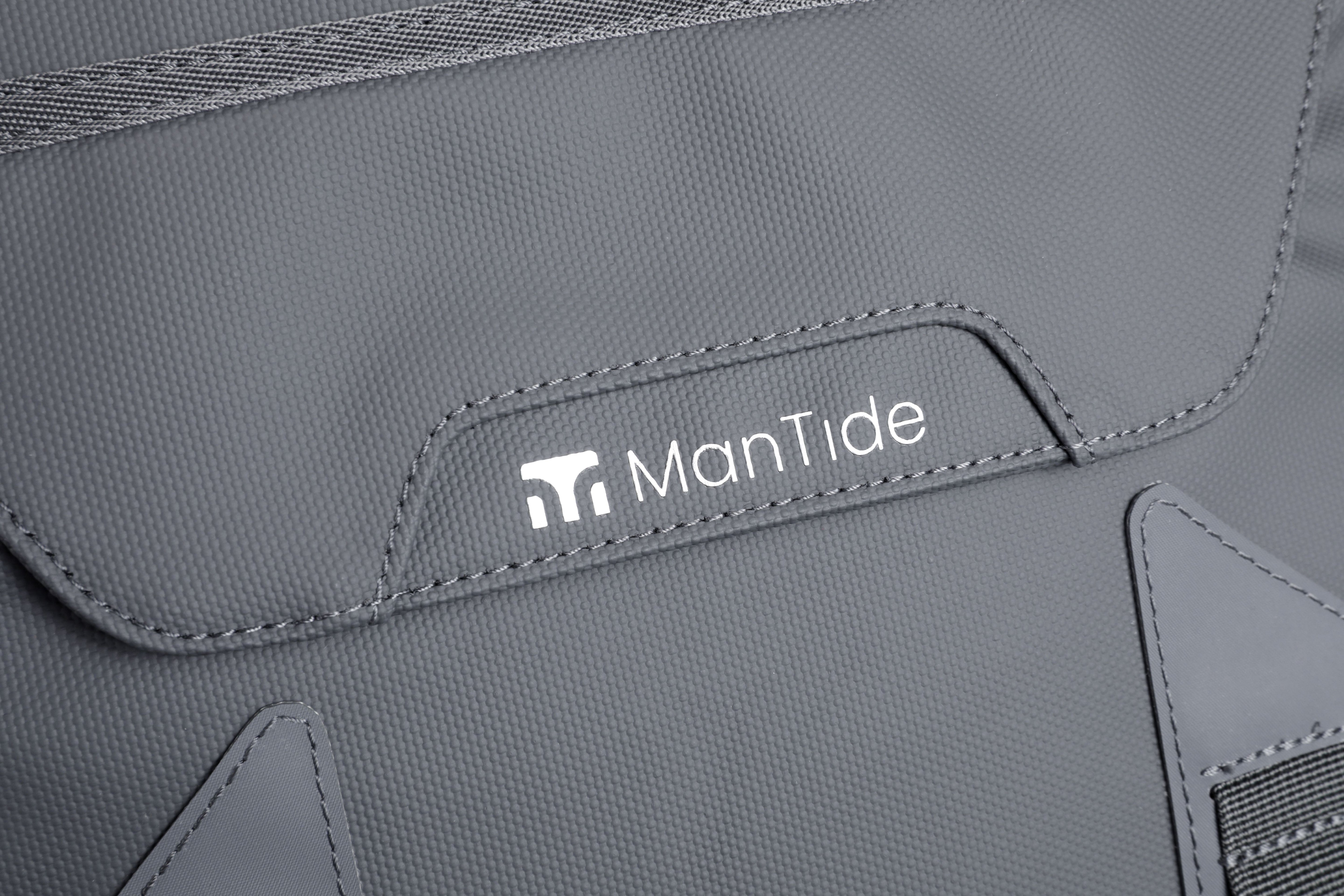 Slate Grey TideTrail backpack stylish ManTide logo on large front pocket
